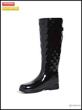 Quilted Tall Gloss Rain Boots Waterproof Knee High